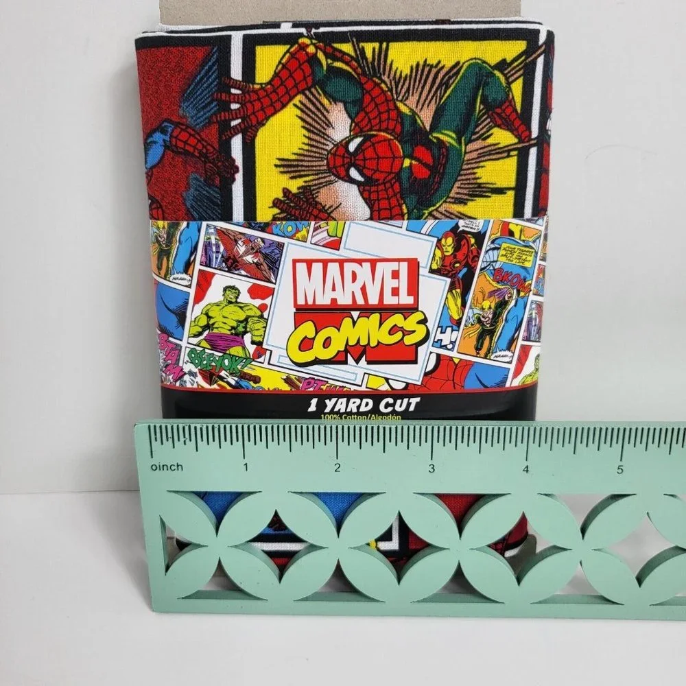 Marvel Comic Book Print Spiderman Cut Fabric 1 Yard 100% Cotton 36" X 44" Heroes - Picture 5 of 14